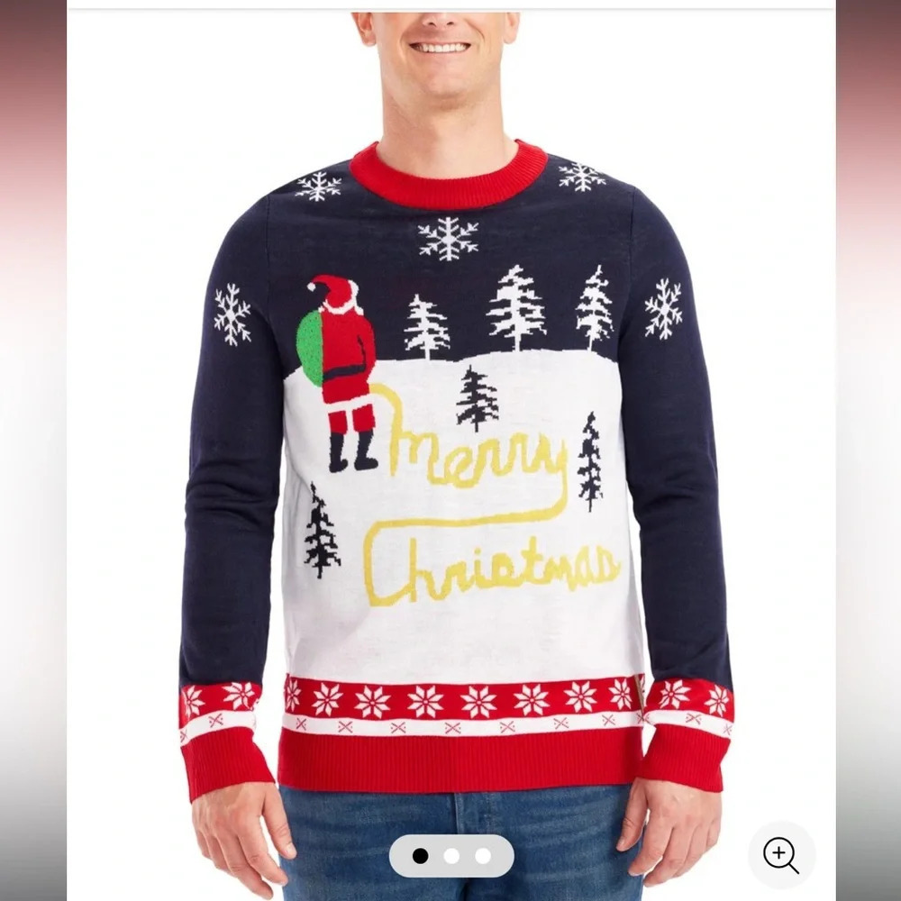 Tipsy Elves Men’s Yellow Snow Ugly Christmas Sweater medium party holiday